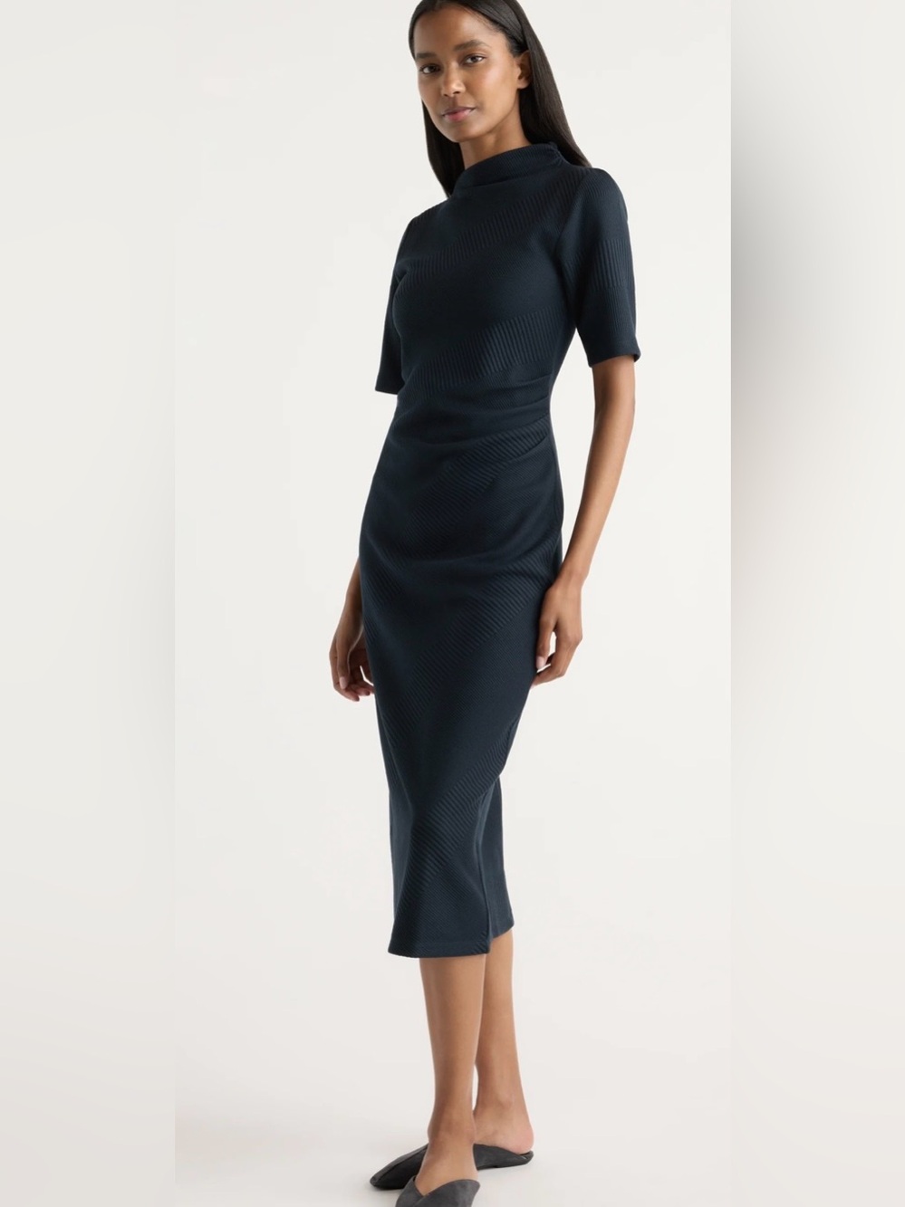Modern Citizen Navy Asymmetrical Midi Dress